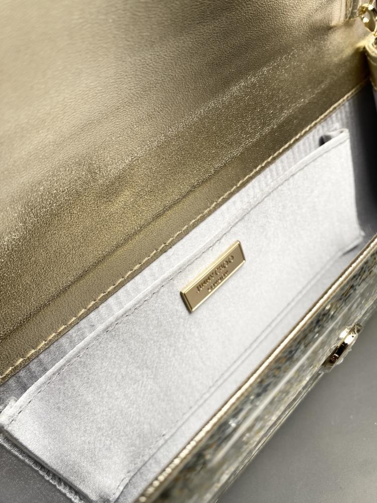 Jimmy Choo Structured Glitter Ribbed Clutch