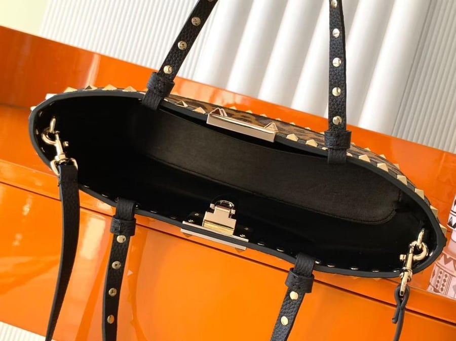 Valentino Garavani Rockstud Leopard Print Calfskin Bag