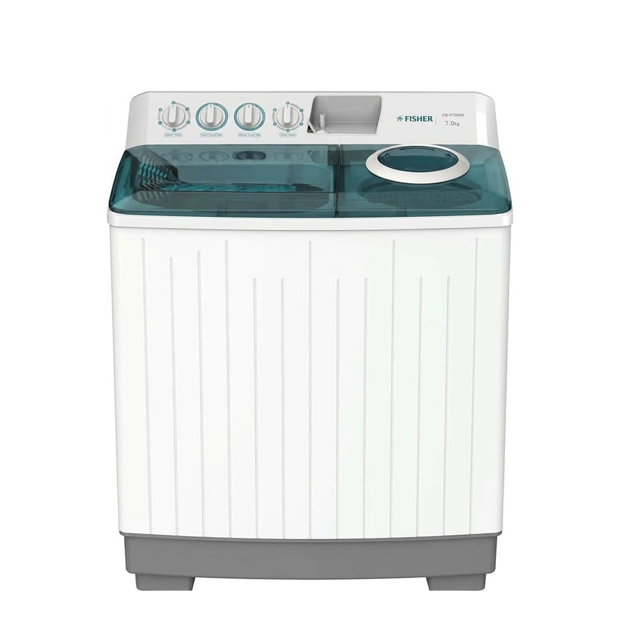 فيشر غسالة حوضين 8 كيلو ابيض * ازرق FW-P8000N