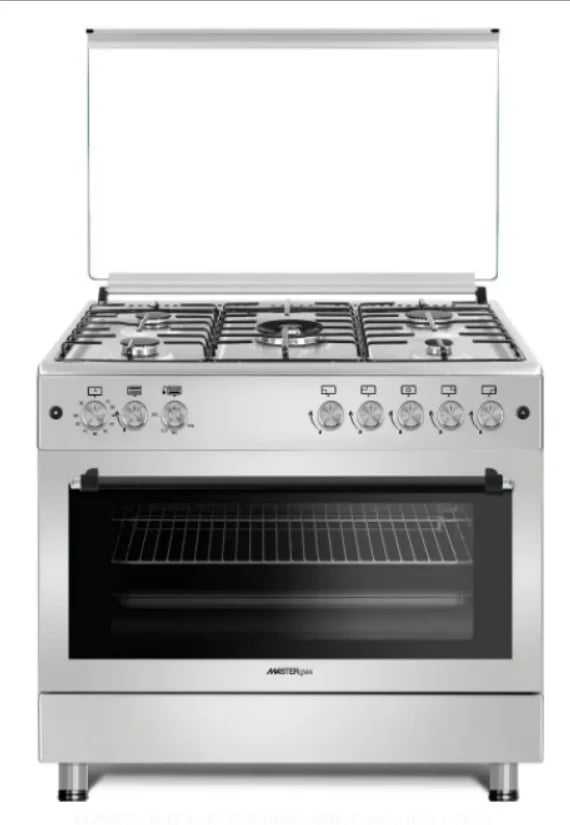 ماستر جولد فرن غاز 5 عيون شبك خفيف +مروحة تبريد+مروحة توزيع MG-F9P50G2-ILF