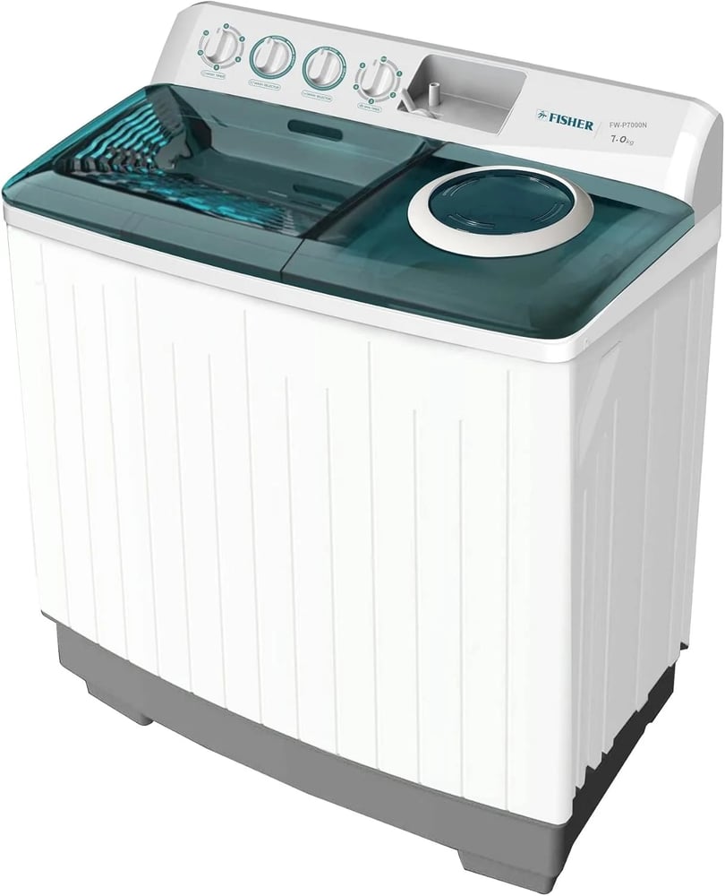 فيشر غسالة حوضين 8 كيلو ابيض * ازرق FW-P8000N