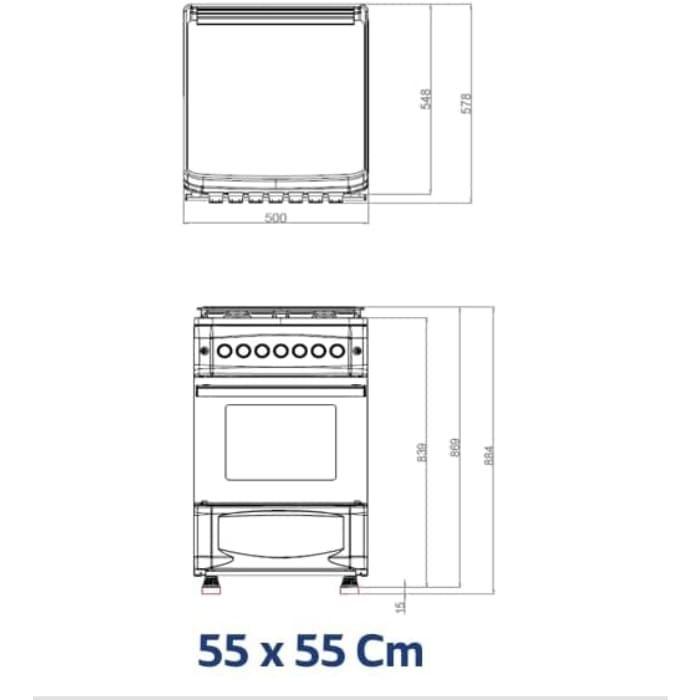 عرض فريش فرن غاز 55×55 سم، 4 شعلات، أمان كامل، ستانلس ستيل – FSC5555 اكتب الكود Dan23 لتفعيل سعر العرض + توصيل مجاني