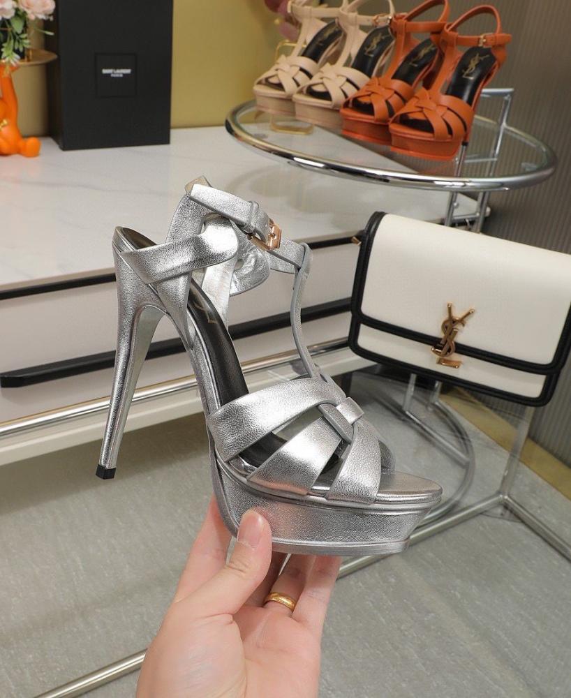 TRIBUTE PLATFORM SANDALS IN SMOOTH LEATHER, 13.5cm