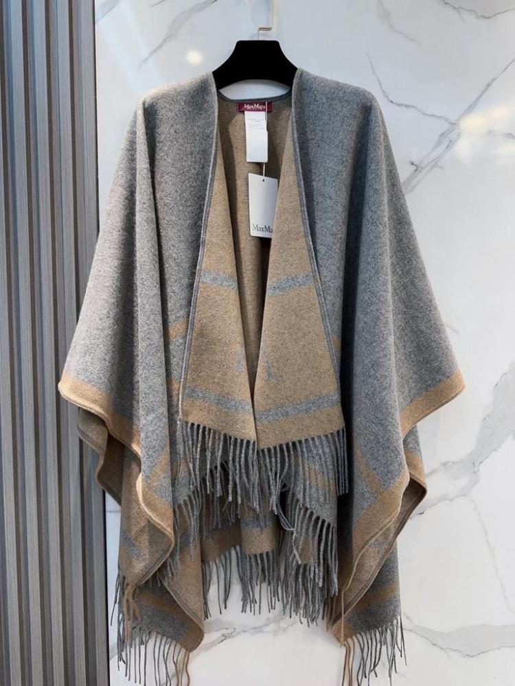 Jacquard wool poncho