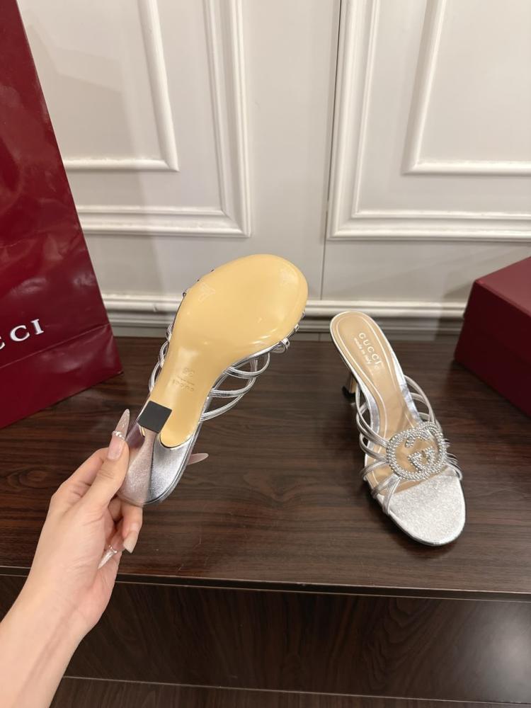 Crystal GG 85 Sandals in Metallic Leather