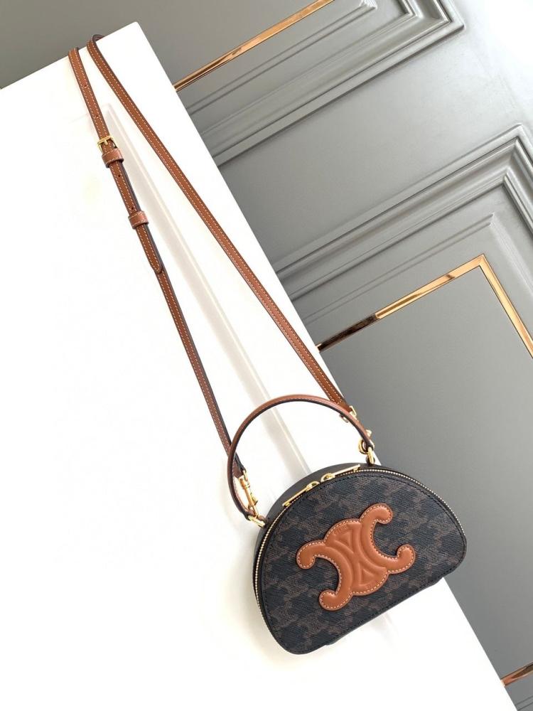 HALF MOON CASE IN TRIOMPHE CANVAS AND CALFSKIN