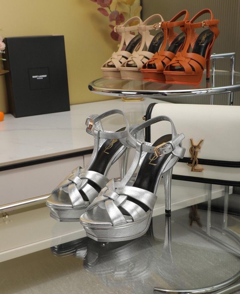 TRIBUTE PLATFORM SANDALS IN SMOOTH LEATHER, 13.5cm
