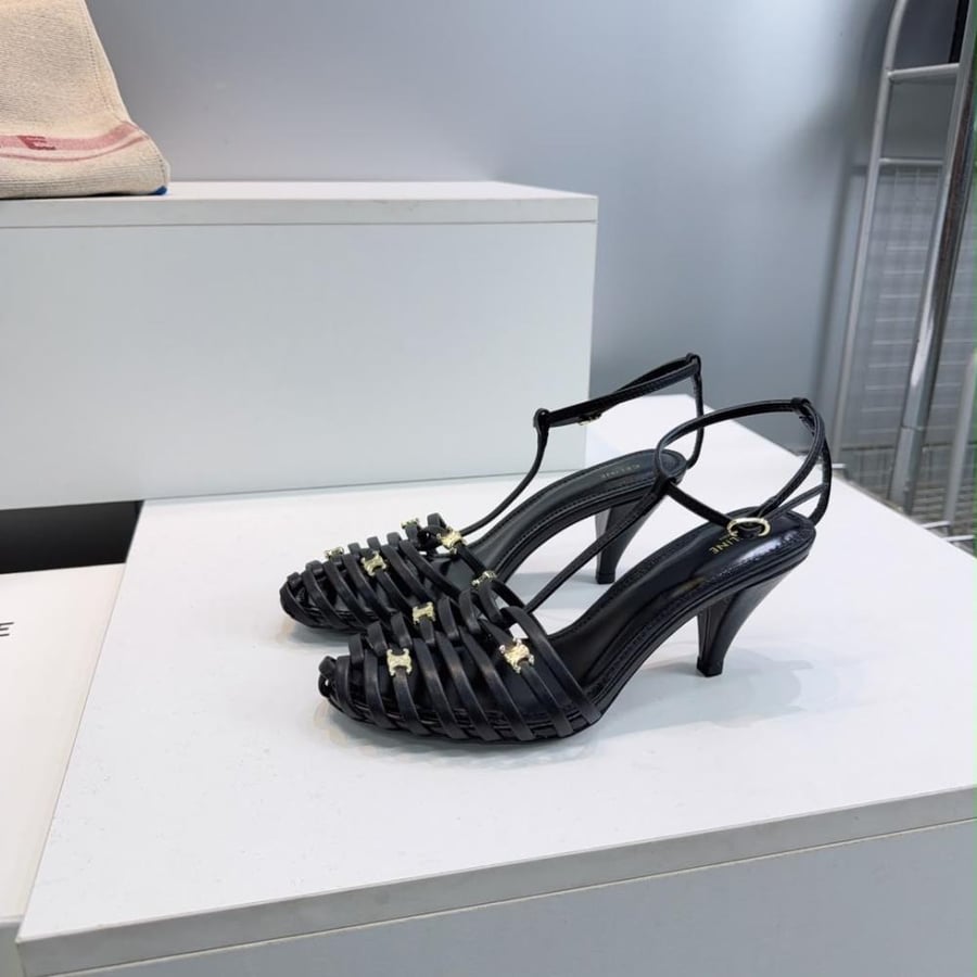 CAGE HEELED SANDAL IN GOATSKIN