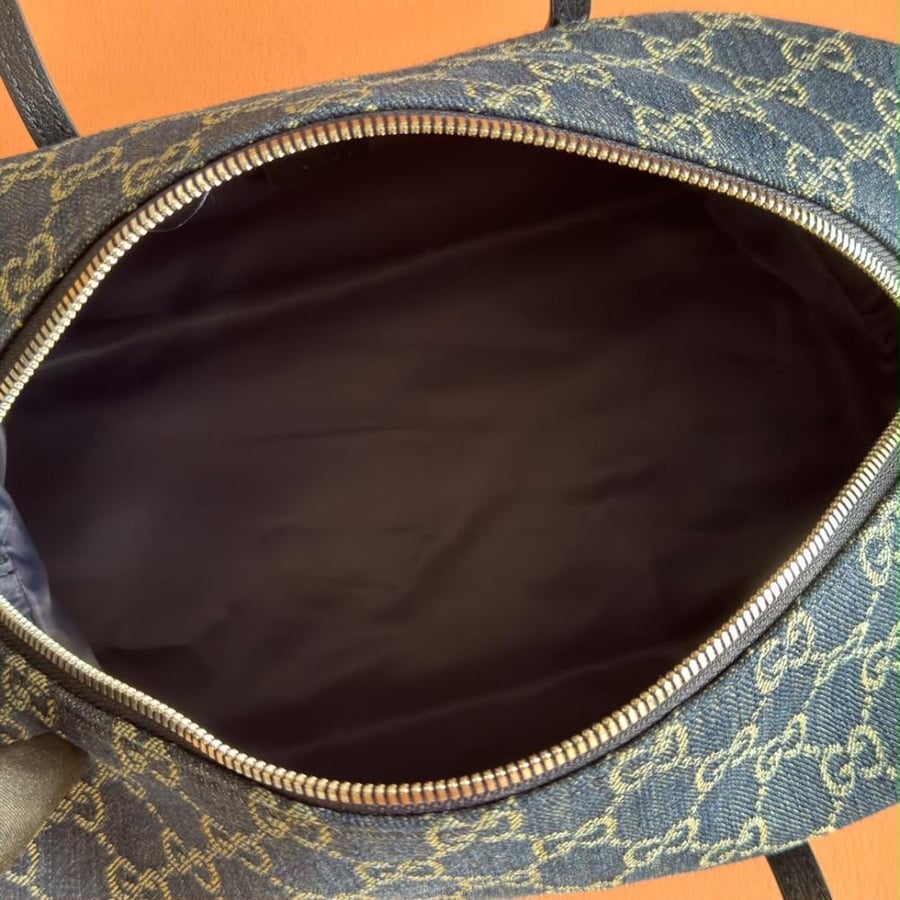 Small boston bag with Gucci plaque