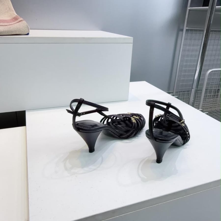 CAGE HEELED SANDAL IN GOATSKIN