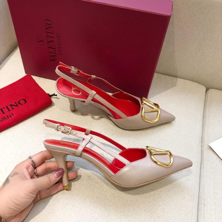 VLOGO SIGNATURE CALFSKIN SLINGBACK PUMP 80MM / 3.15 IN