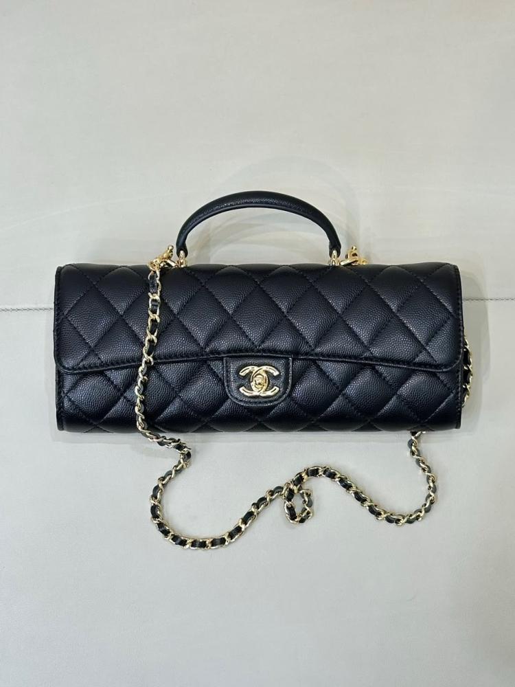 Chanel Long Top Handle Clutch with Chain - Caviar