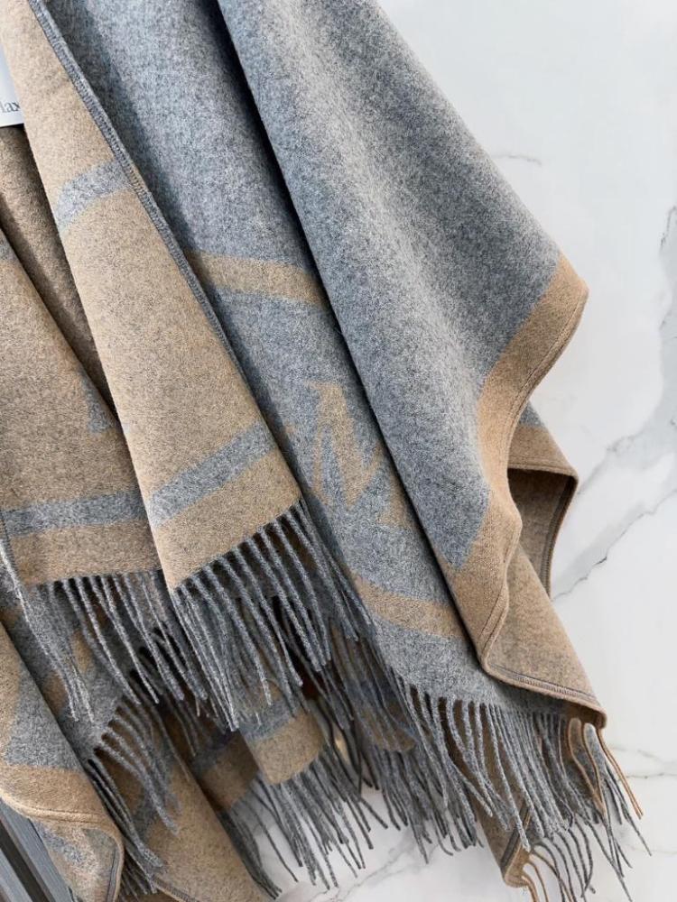 Jacquard wool poncho
