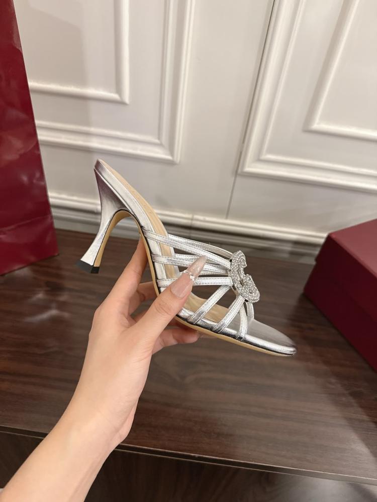 Crystal GG 85 Sandals in Metallic Leather