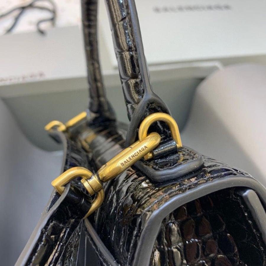 Hourglass XS croc-effect leather tote