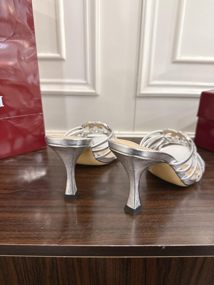 Crystal GG 85 Sandals in Metallic Leather