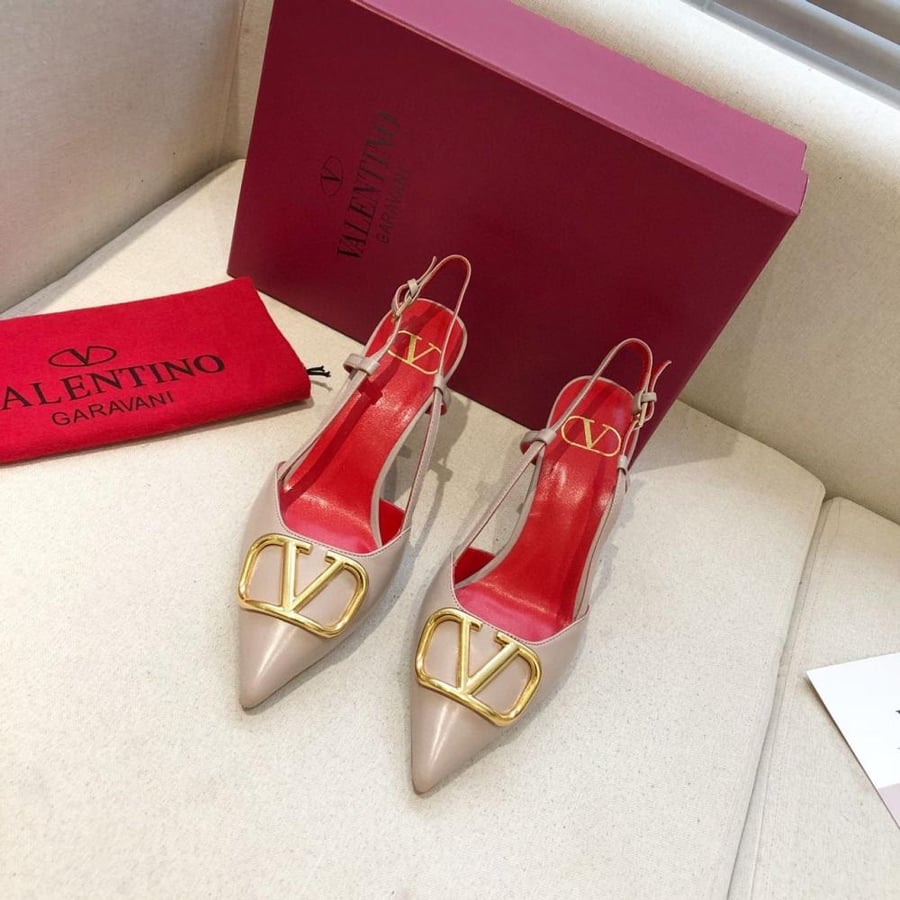 VLOGO SIGNATURE CALFSKIN SLINGBACK PUMP 80MM / 3.15 IN