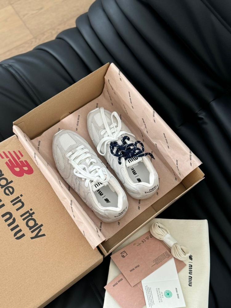 New Balance X Miu Miu 530 SL Suede and Mesh Sneakers