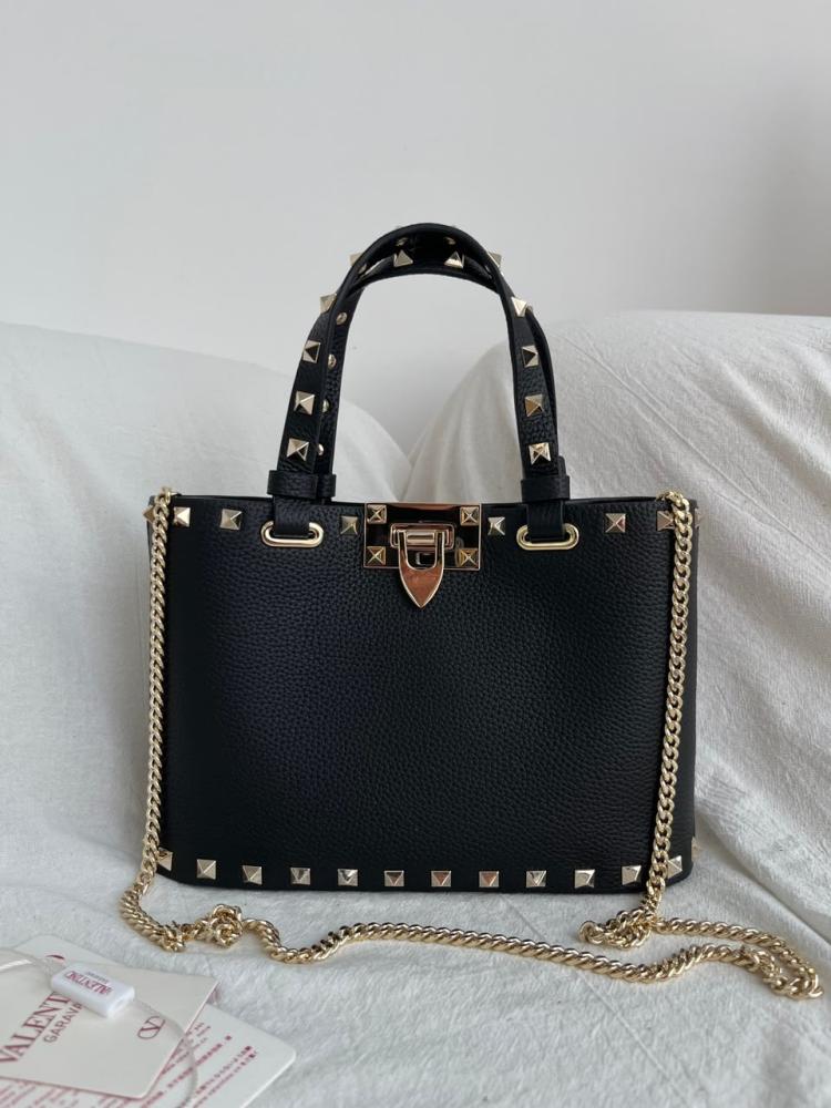 Mini Rockstud Shopping Bag In Grainy Calfskin.