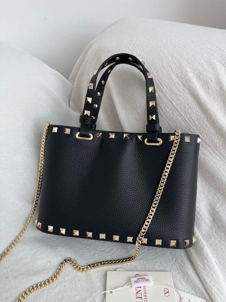 Mini Rockstud Shopping Bag In Grainy Calfskin.