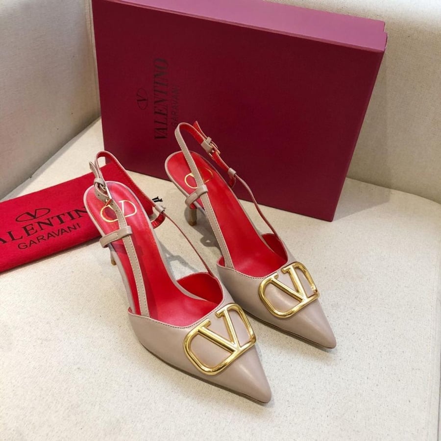 VLOGO SIGNATURE CALFSKIN SLINGBACK PUMP 80MM / 3.15 IN