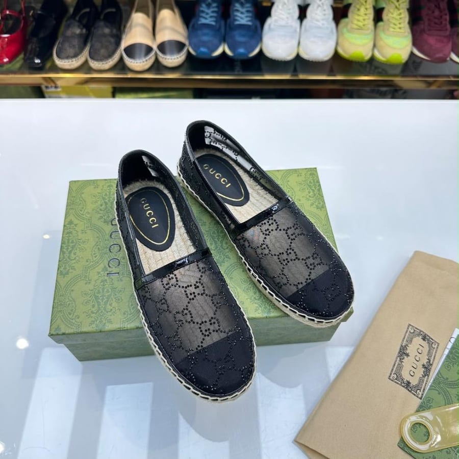 GG Crystal-embellished Espadrilles in Mesh