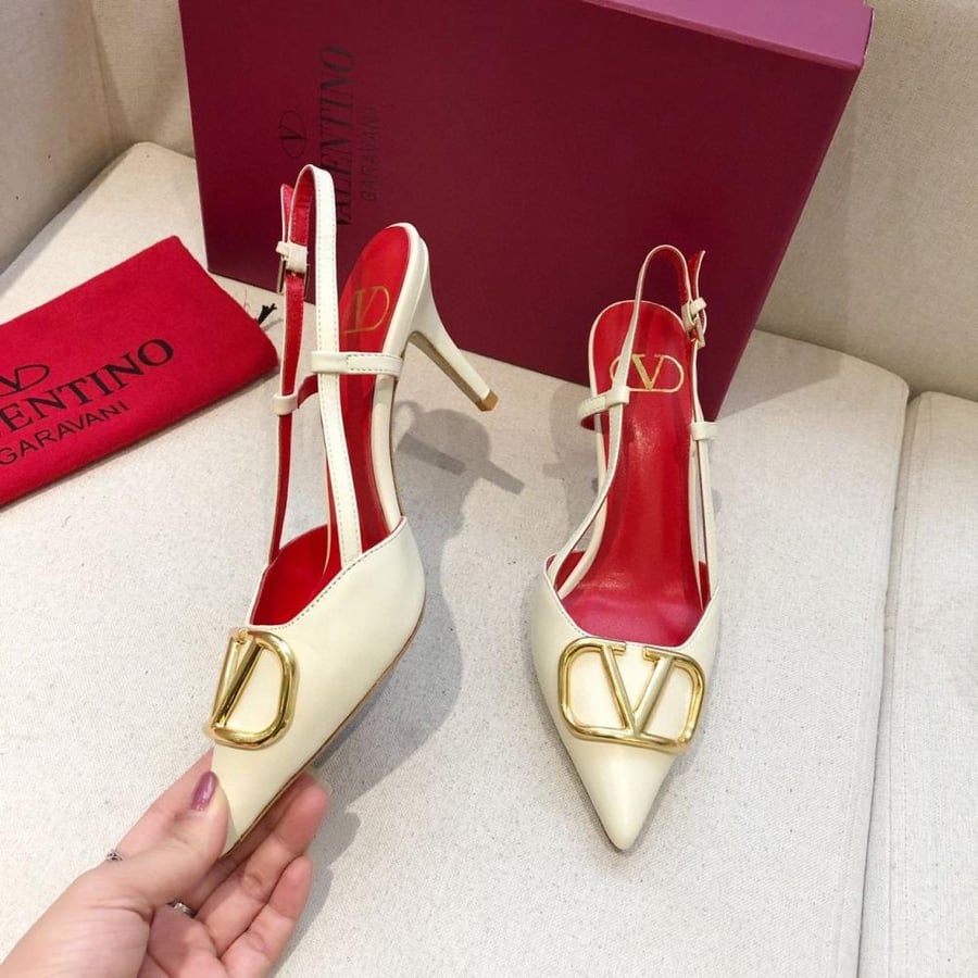 VLOGO SIGNATURE CALFSKIN SLINGBACK PUMP 80MM / 3.15 IN