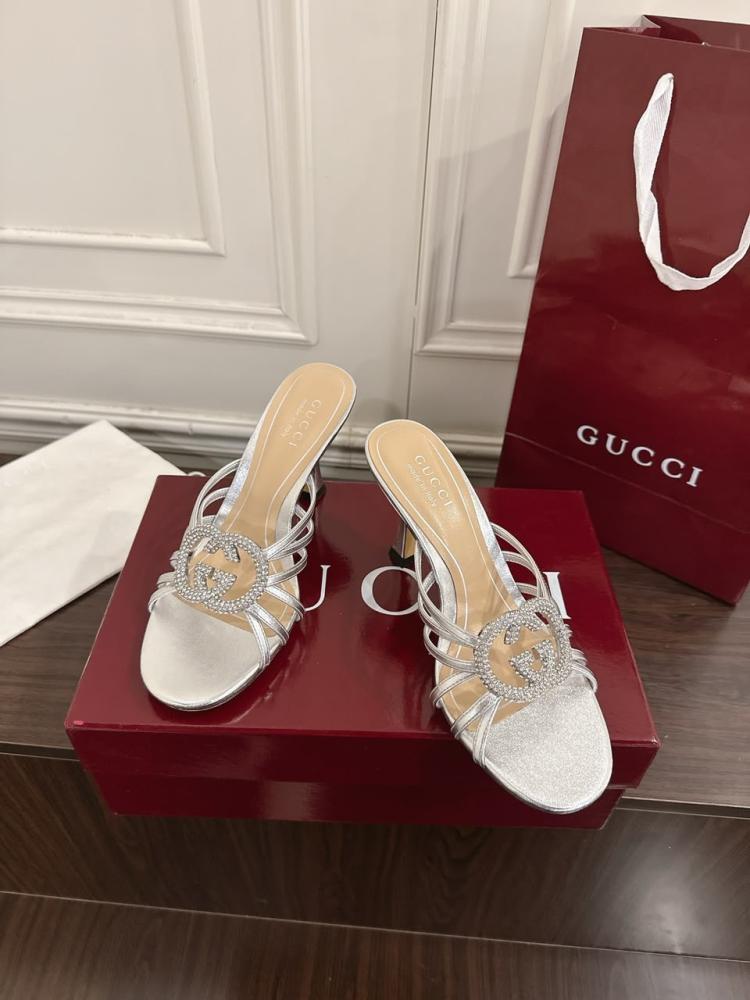 Crystal GG 85 Sandals in Metallic Leather