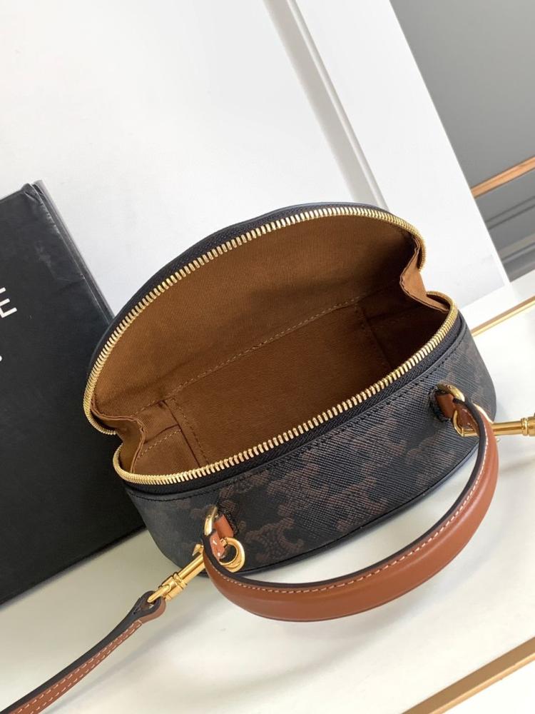 HALF MOON CASE IN TRIOMPHE CANVAS AND CALFSKIN