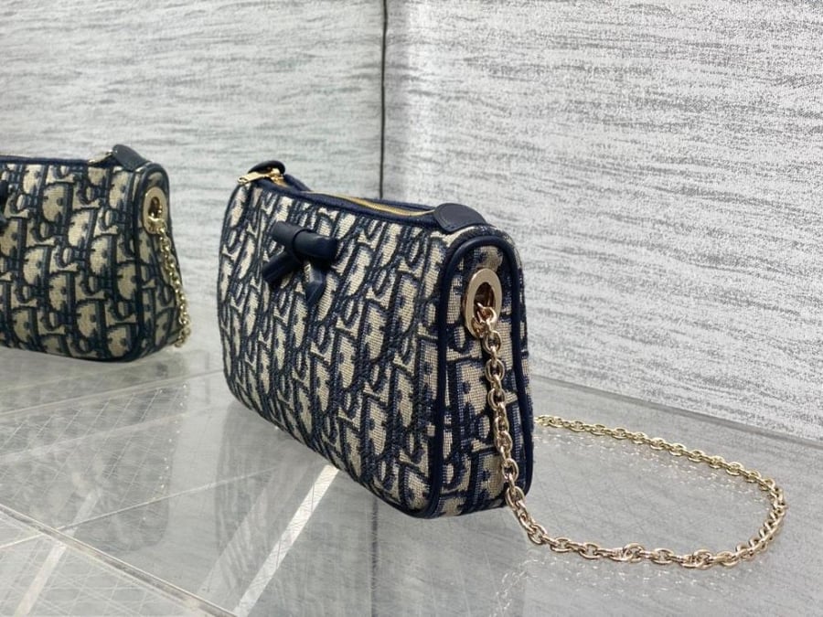 Dior Oblique Bow Pouch with Chain