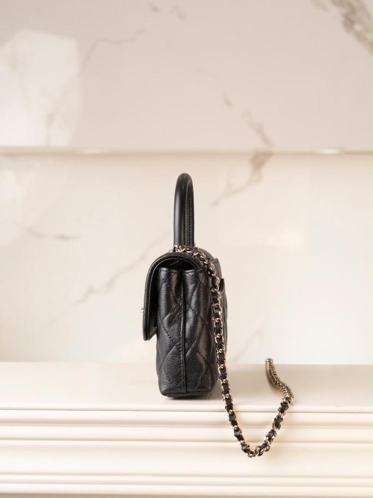 Nano Coco Handle Bag in Black Caviar