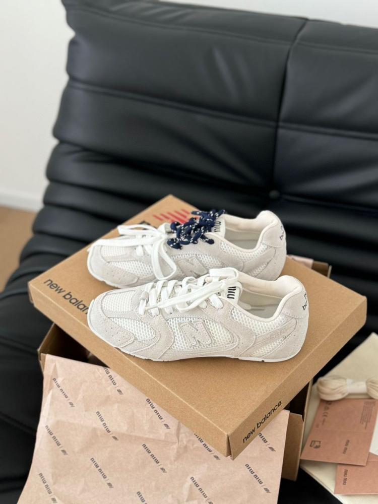 New Balance X Miu Miu 530 SL Suede and Mesh Sneakers