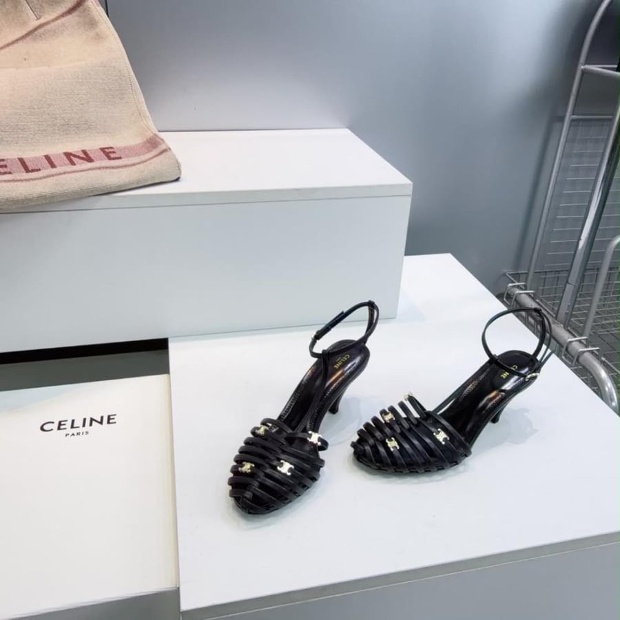 CAGE HEELED SANDAL IN GOATSKIN