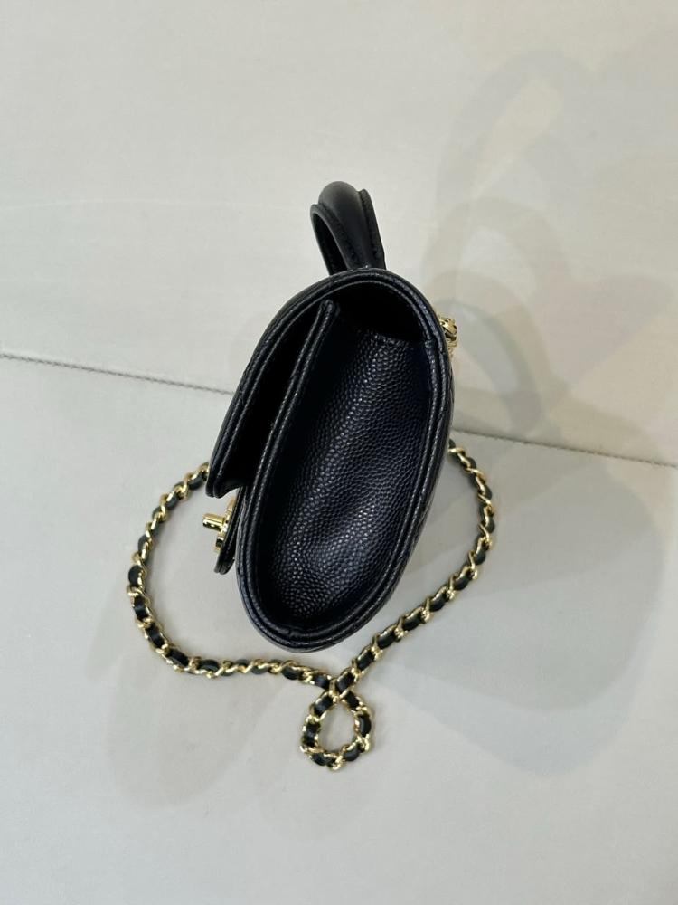 Chanel Long Top Handle Clutch with Chain - Caviar