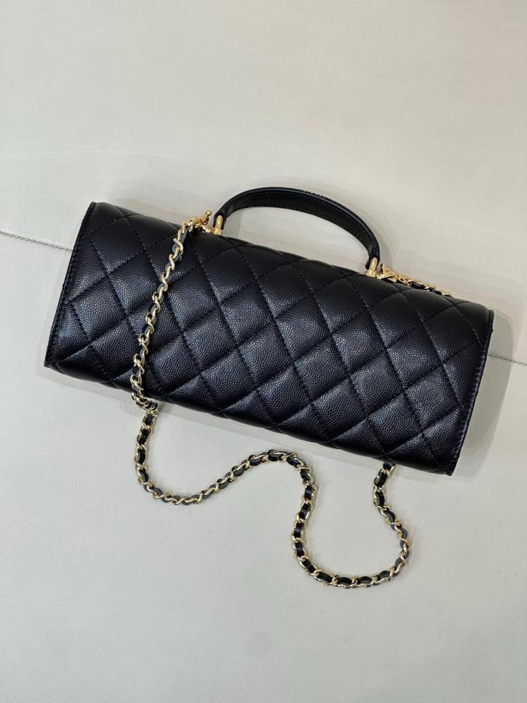 Chanel Long Top Handle Clutch with Chain - Caviar