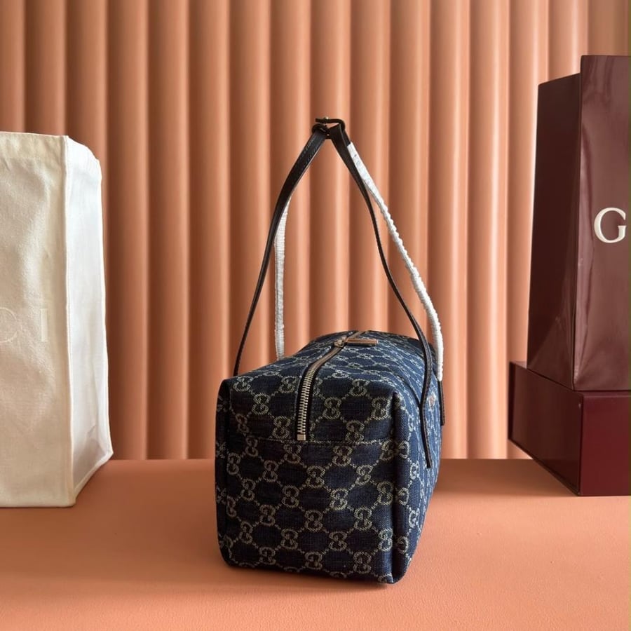 Small boston bag with Gucci plaque