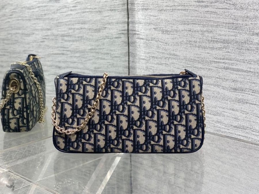 Dior Oblique Bow Pouch with Chain