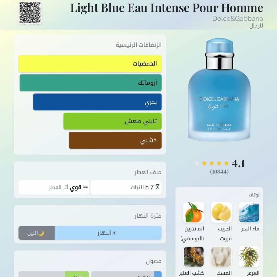 Sample 3 ml of Dolce and Gabbana Light Blue Intense for men