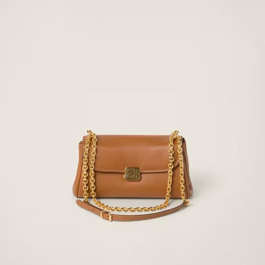 MIUMIU Leather shoulder bag Color: Cognac color