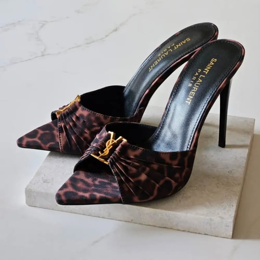 Saint Laurent Snakeskin Effect Crisscross Mules