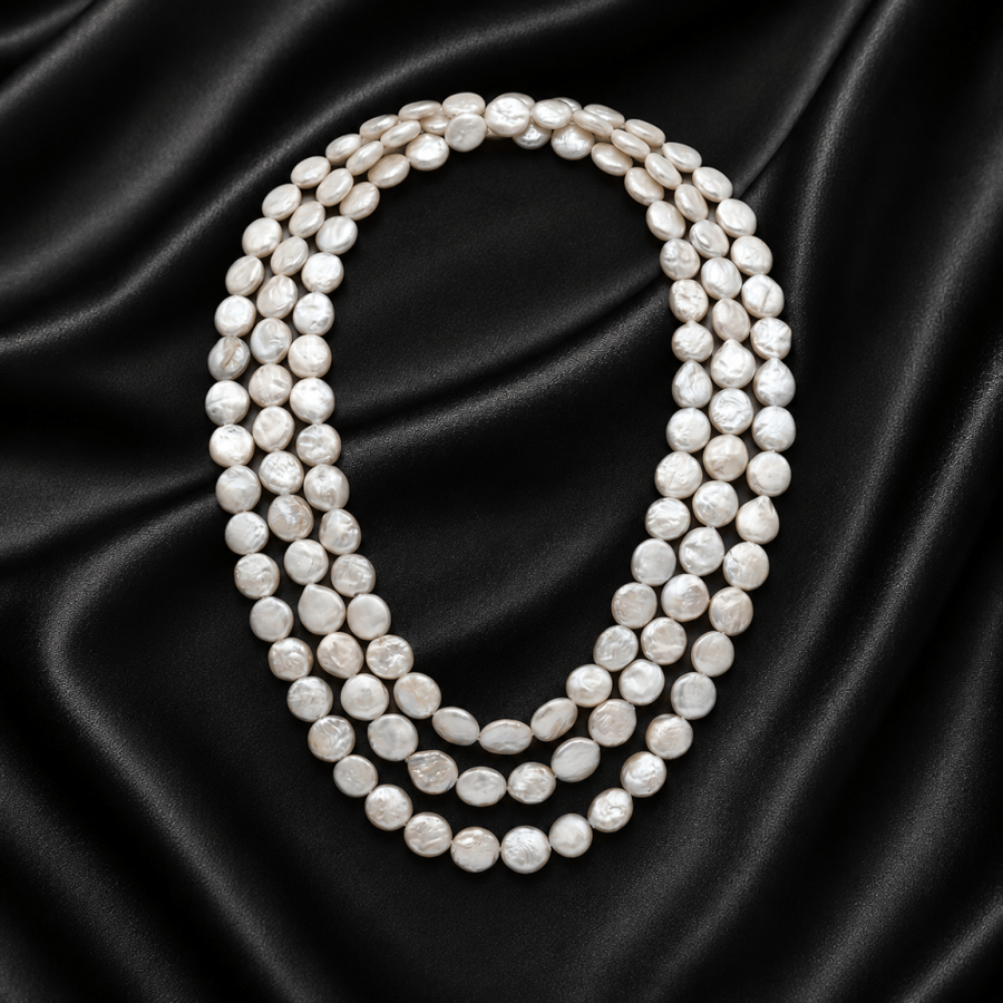 عقد لؤلؤ(طويل) حبة عريضة