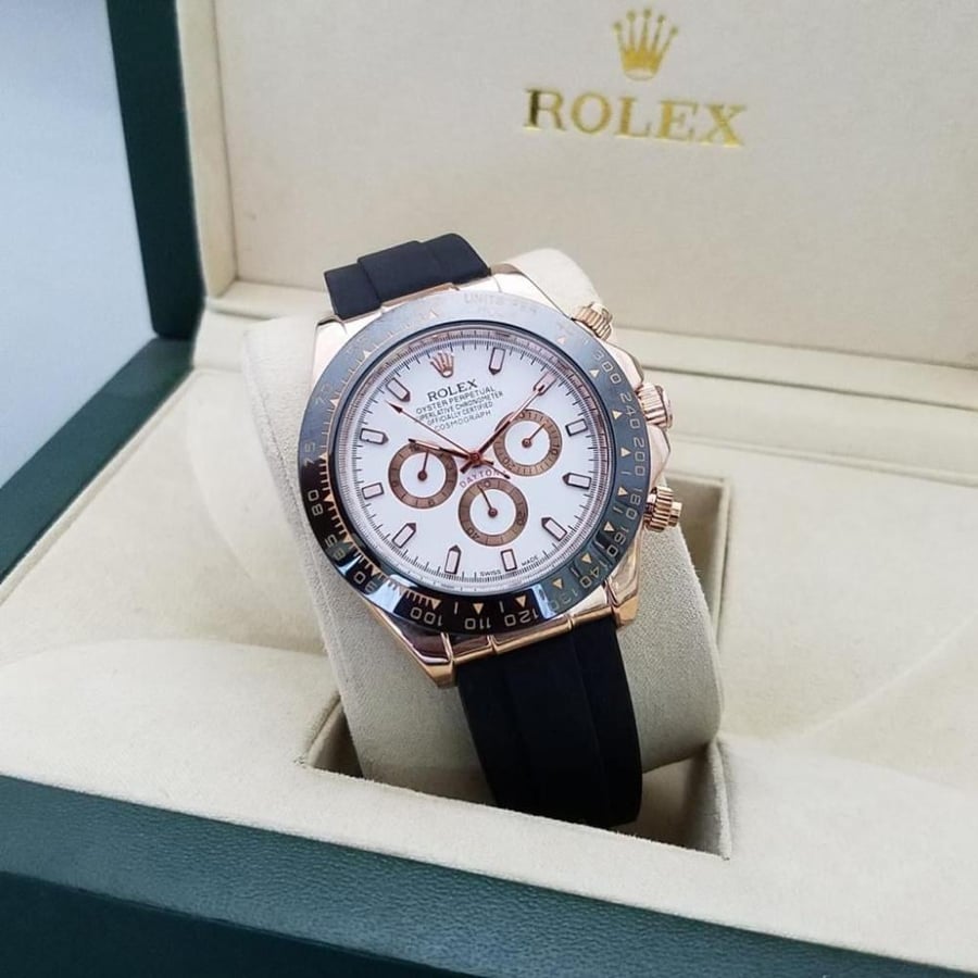 ROLEX Daytona Leather Strap Watch - ساعة رولكس دايتونا جلد فاخر
