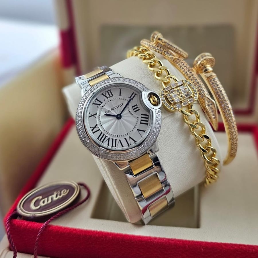 Cartier Ballon Bleu Women's Watch Set - ساعة كارتير بالون بلو طقم نسائي فاخر