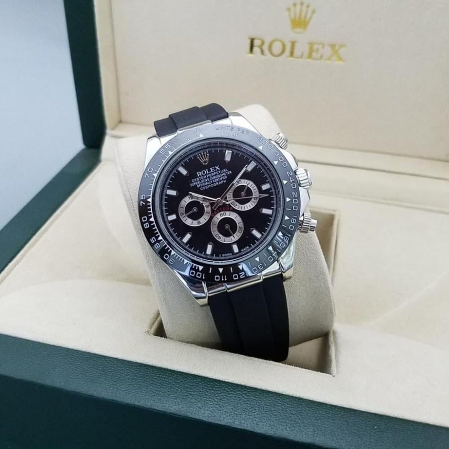 ROLEX Daytona Leather Strap Watch - ساعة رولكس دايتونا جلد فاخر