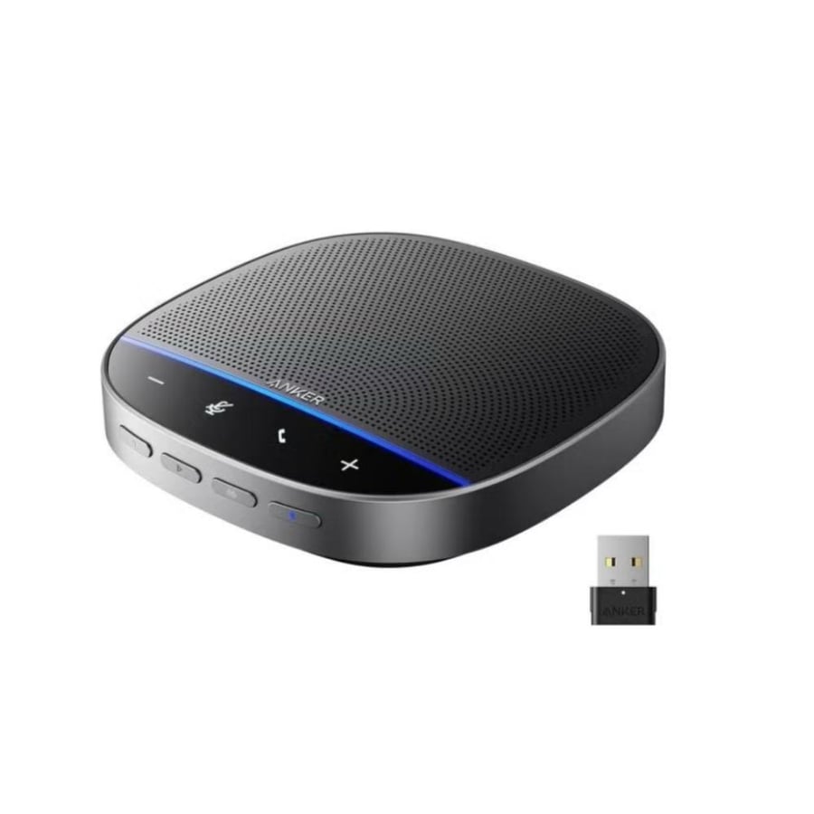 مكبر صوت بلوتوث باوركونف S500 مع 6 ميكروفونات ووصلة USB-C أسود