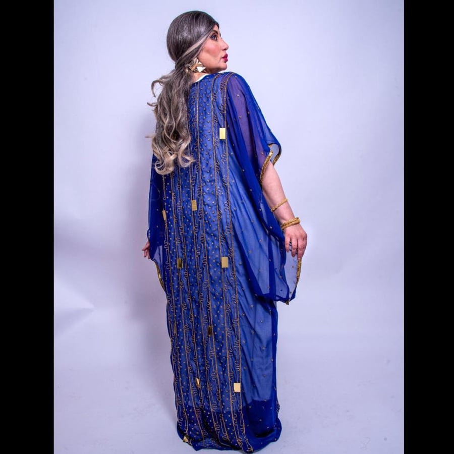 The navy blue light dress