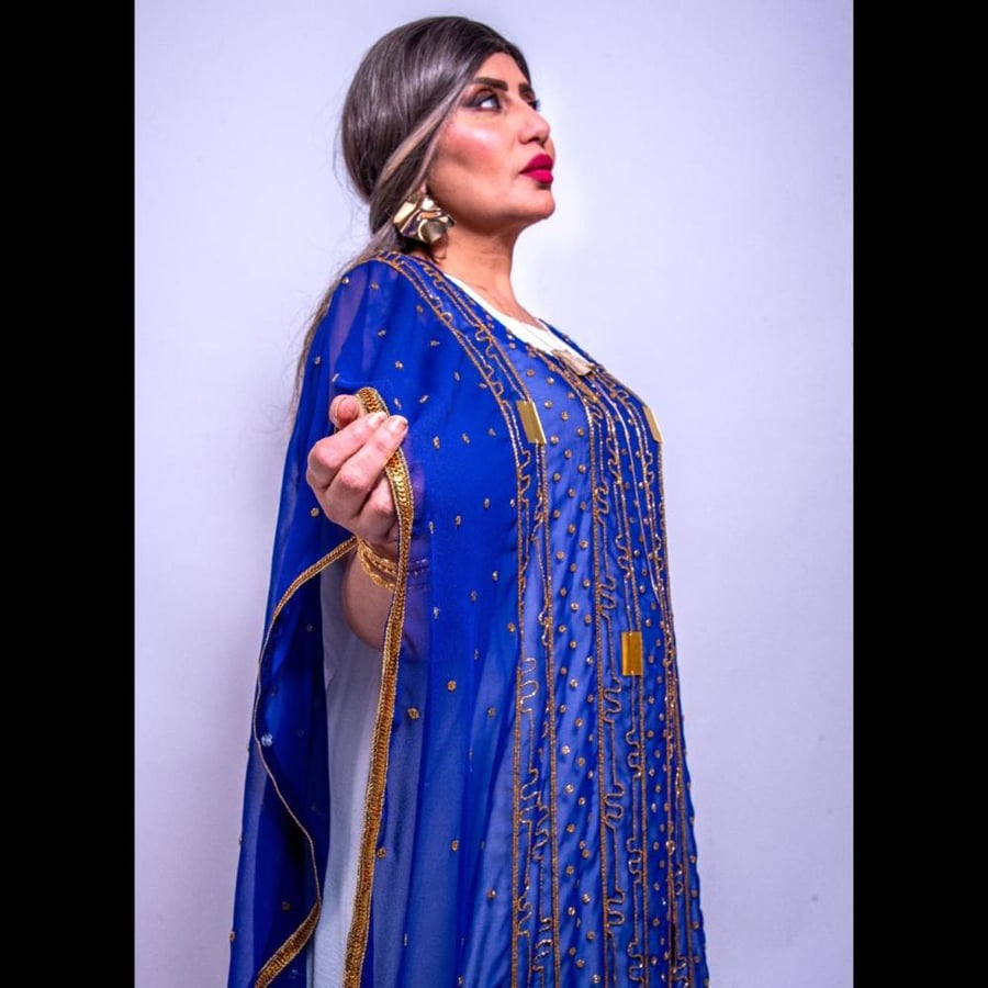 The navy blue light dress