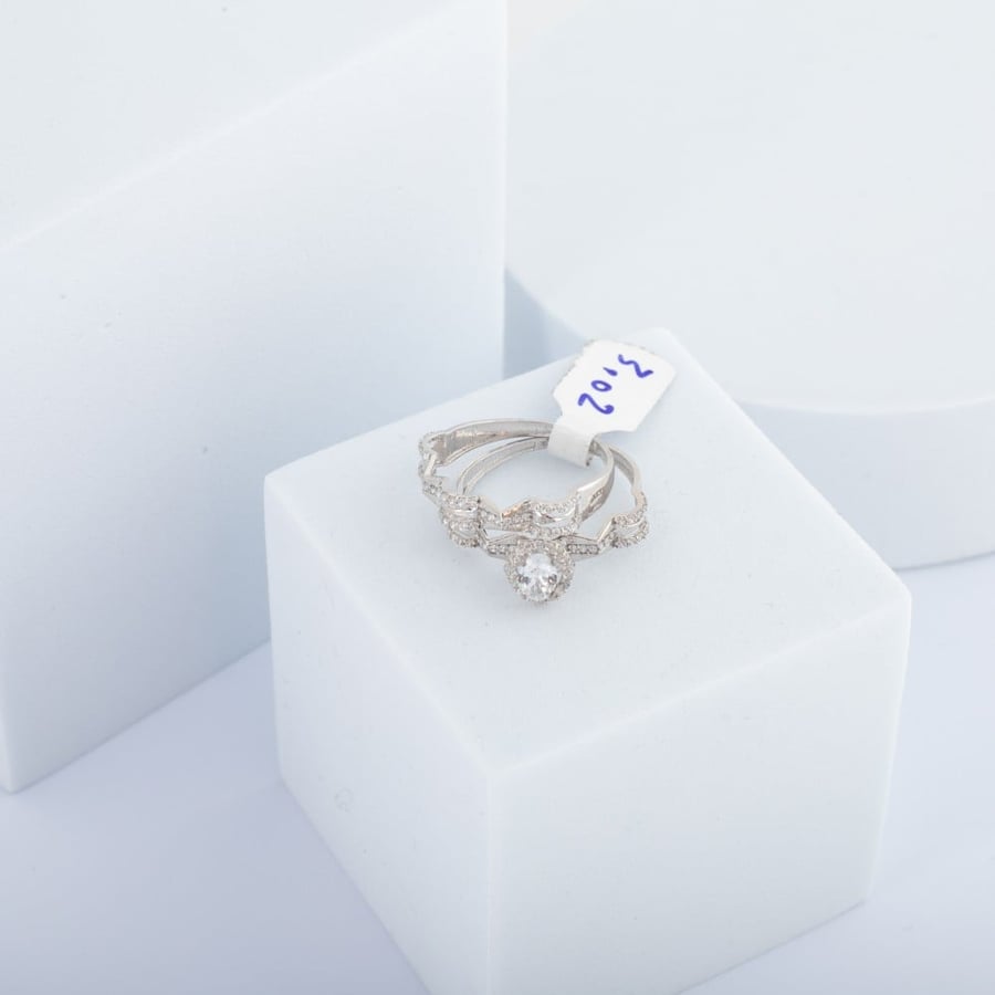 خاتم ذهب ابيض  توينز ذهب18k