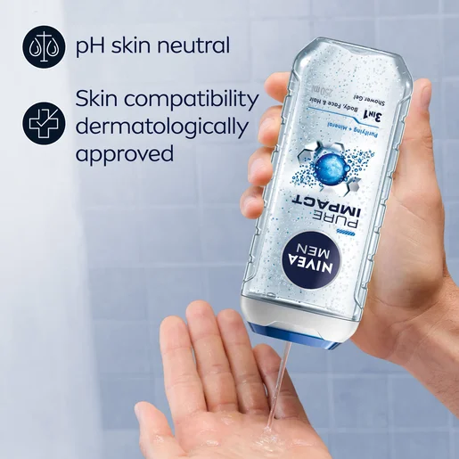 نيفيا جل استحمام بيور إمباكت للشعر والجسم والوجه ٢٥٠مل
