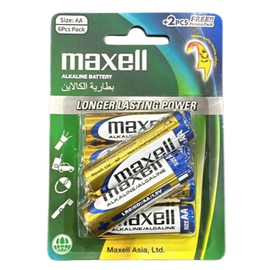 بطارية ماكسيل الكالاين الأصلية 6 حبات maxell AA